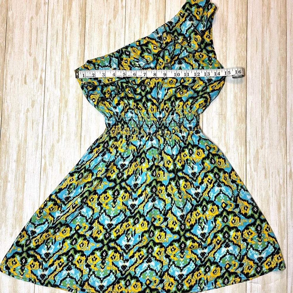Body Central Women’s One Shoulder Multicolor Aztec Print Ruffle Sundress Size S - Picture 5 of 6